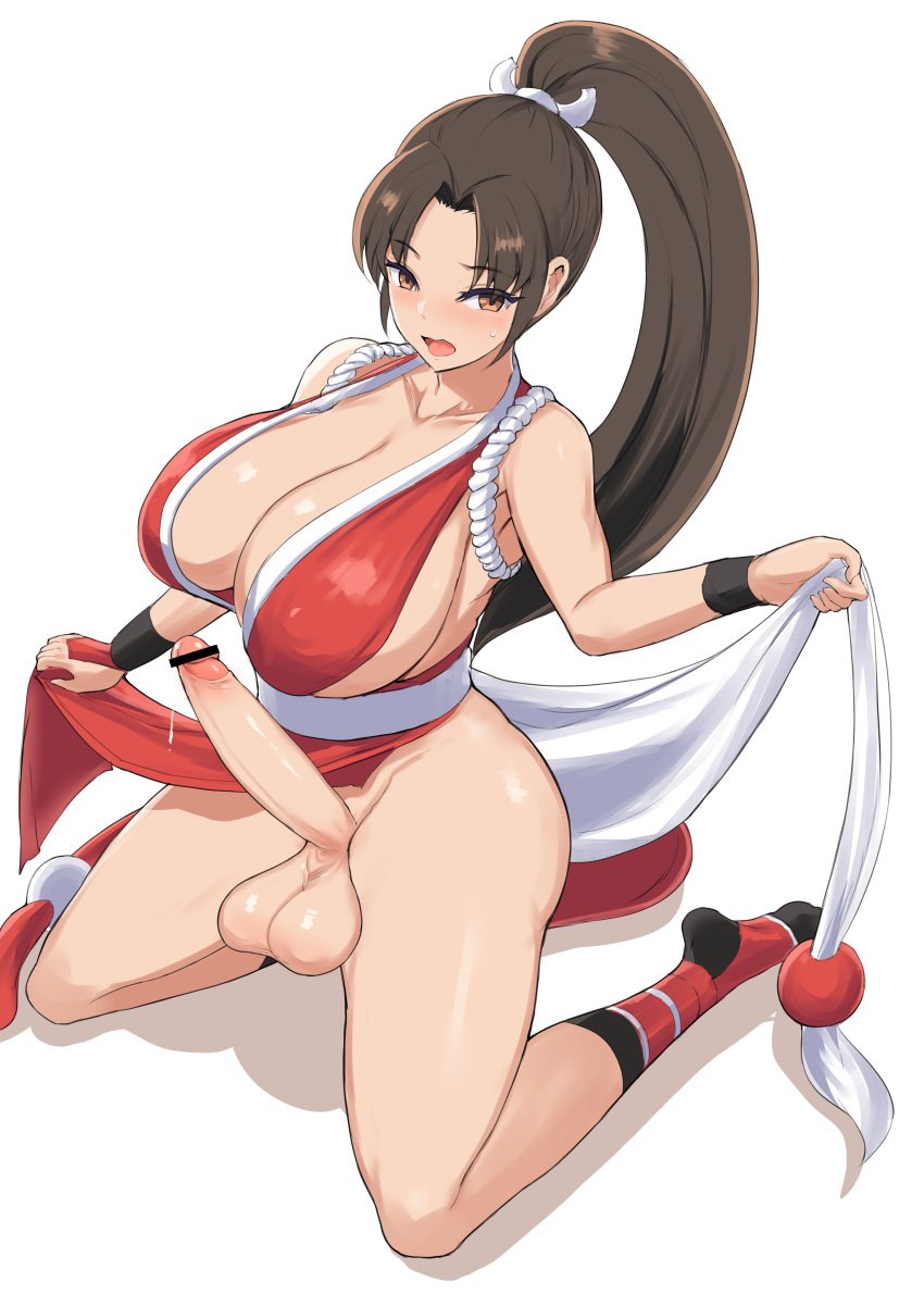 1futa 1futanari brown_hair futa_only futanari mai_shiranui ubanis