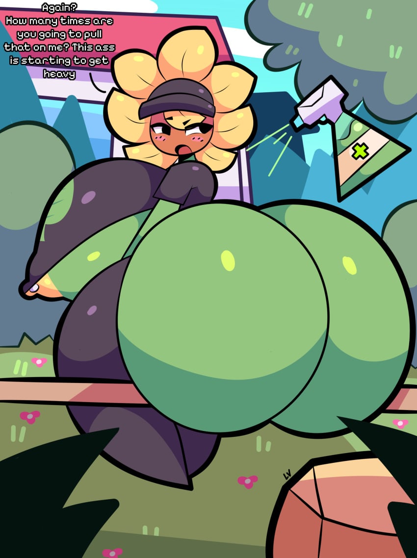 double_drownz gigantic_ass gigantic_breasts green_skin plant plants_vs_zombies solar_flare_(pvz) sunflower_(pvz)