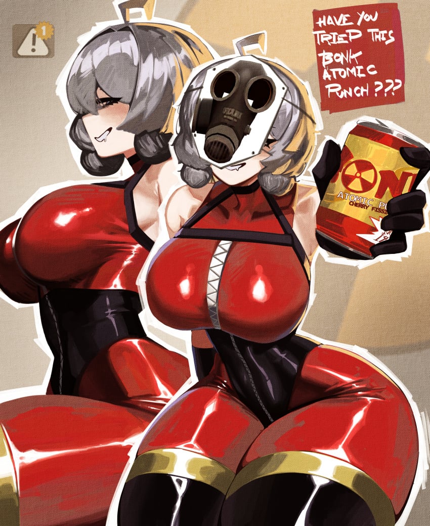 big_ass big_breasts breast_zipper chubby_female corset dialogue dialogue_box face_mask fempyro fempyro_(cosplay) franzilla highres hourglass_figure moo_(franzilla) oc original_character pyro_(team_fortress_2)_(cosplay) rule_63 silver_eyes silver_hair skin_tight slightly_chubby tf2 thick_legs thick_thighs thighhighs voluptuous voluptuous_female