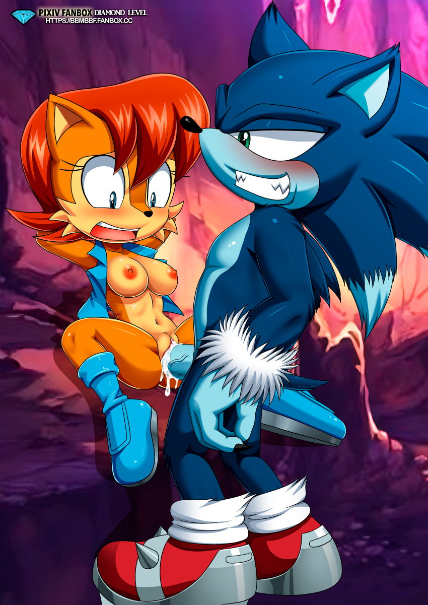 1boy 1girls anthro ass bbmbbf blush breasts cum cum_in_pussy cum_inside diamond_level female male male/female mobian_(species) mobius_unleashed nipples open_mouth palcomix penis pietros_secret_club pussy sally_acorn sega sex sharp_teeth sonic_(series) sonic_the_hedgehog sonic_the_hedgehog_(series) sonic_unleashed teeth tongue vaginal_penetration vaginal_sex