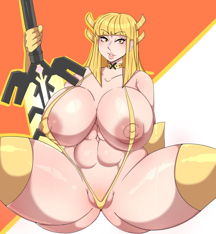 1girls blonde_hair female female_only huge_breasts human magik_(illyana_rasputin) marvel murox78 pubic_hair pubic_stubble revealing_clothes sitting skimpy solo solo_female string_bikini stubble voluptuous