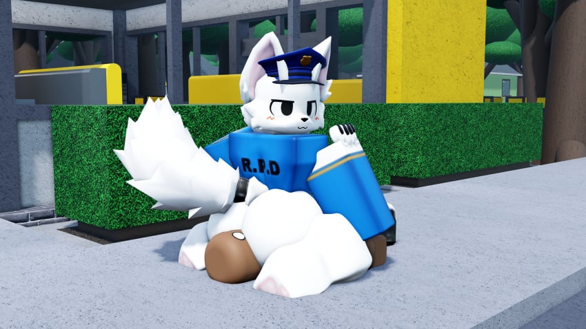 3d_(artwork) anthro boykisser dark-skinned_male facesitting femboy furry joke_art male_only police_brutality police_uniform roblox roblox_avatar robloxian self_upload