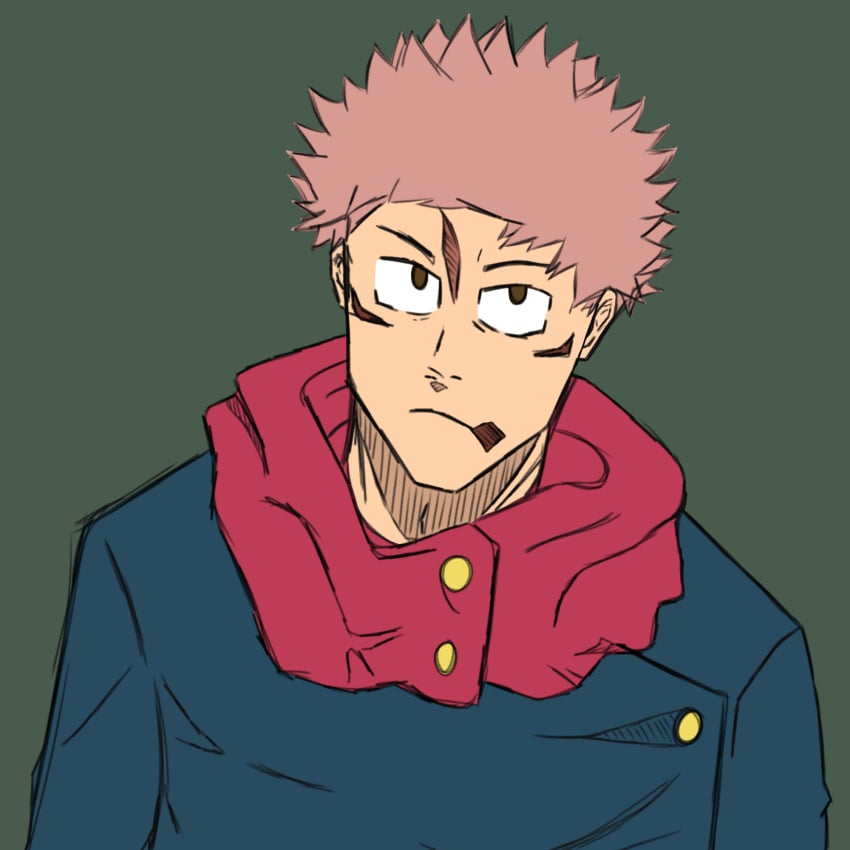 anime_style brown_eyes cabelo_rosa itadori_yuuji jujutsu_kaisen olhos_marrons simple_background