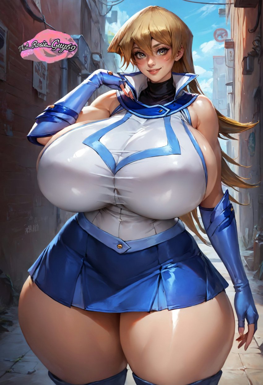 1girls ai_generated alexis_rhodes big_breasts blonde_hair curvaceous curvy_female eyes female female_only fingerless_gloves gold_eyes hourglass_figure large_breasts light-skinned_female light_skin long_hair looking_at_viewer microskirt miniskirt short_skirt standing tenjouin_asuka that_rosie_guy69 thick thick_thighs voluptuous voluptuous_female wide_hips yu-gi-oh! yu-gi-oh!_gx