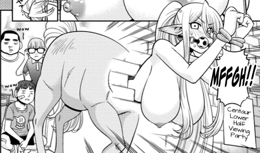 bondage centaur centauress centorea_shianus huge_breasts manga_page monster_musume_no_iru_nichijou nipples okayado tagme