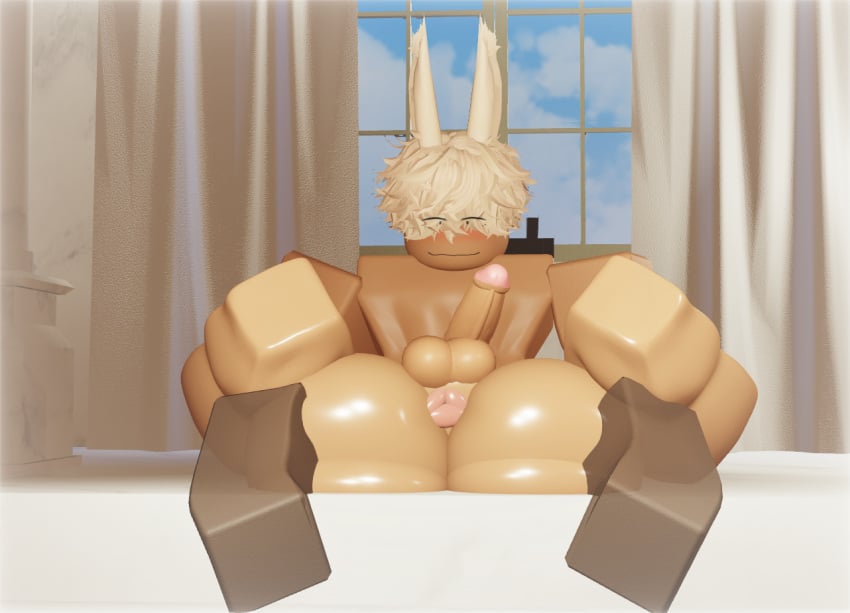 2boys anus asshole_stretched_wide big_ass bottom_heavy erection femboy flustered gay indoors interracial inviting_to_sex light-skinned_male male_only oiled_skin original_character penis presenting_anus rabbit roblacked roblox roblox_avatar robloxian shocked sissy snooky_(aro) stretched_anus stretching submissive_male thick_thighs voluptuous_male wet wide_hips