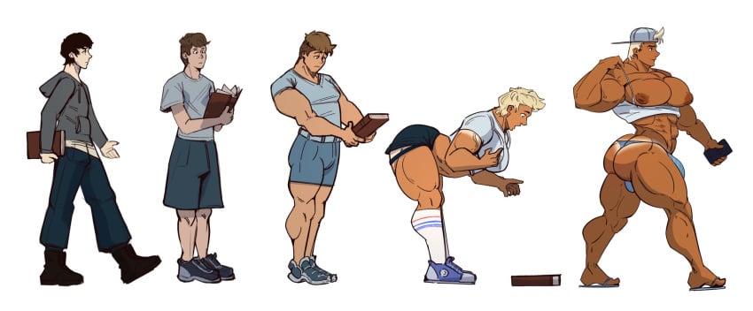 1boy bara bara_tiddies bara_tits bimbo bimbofication black_hair blonde_hair blonde_hair blonde_hair_male brown_hair busty fauwnus himbo himbofication male male_bimbo male_only skin_darkening tan tan_body tan_skin transformation