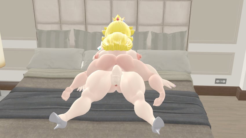 1futa 1girls 3d after_sex ass barefoot blonde_hair female flaccid flaccid_penis futa_on_female futanari high_heels kabalmystic light-skinned_female light-skinned_futanari light_skin mario_(series) mr_plushgore nintendo princess_peach princess_rosalina sfm source_filmmaker