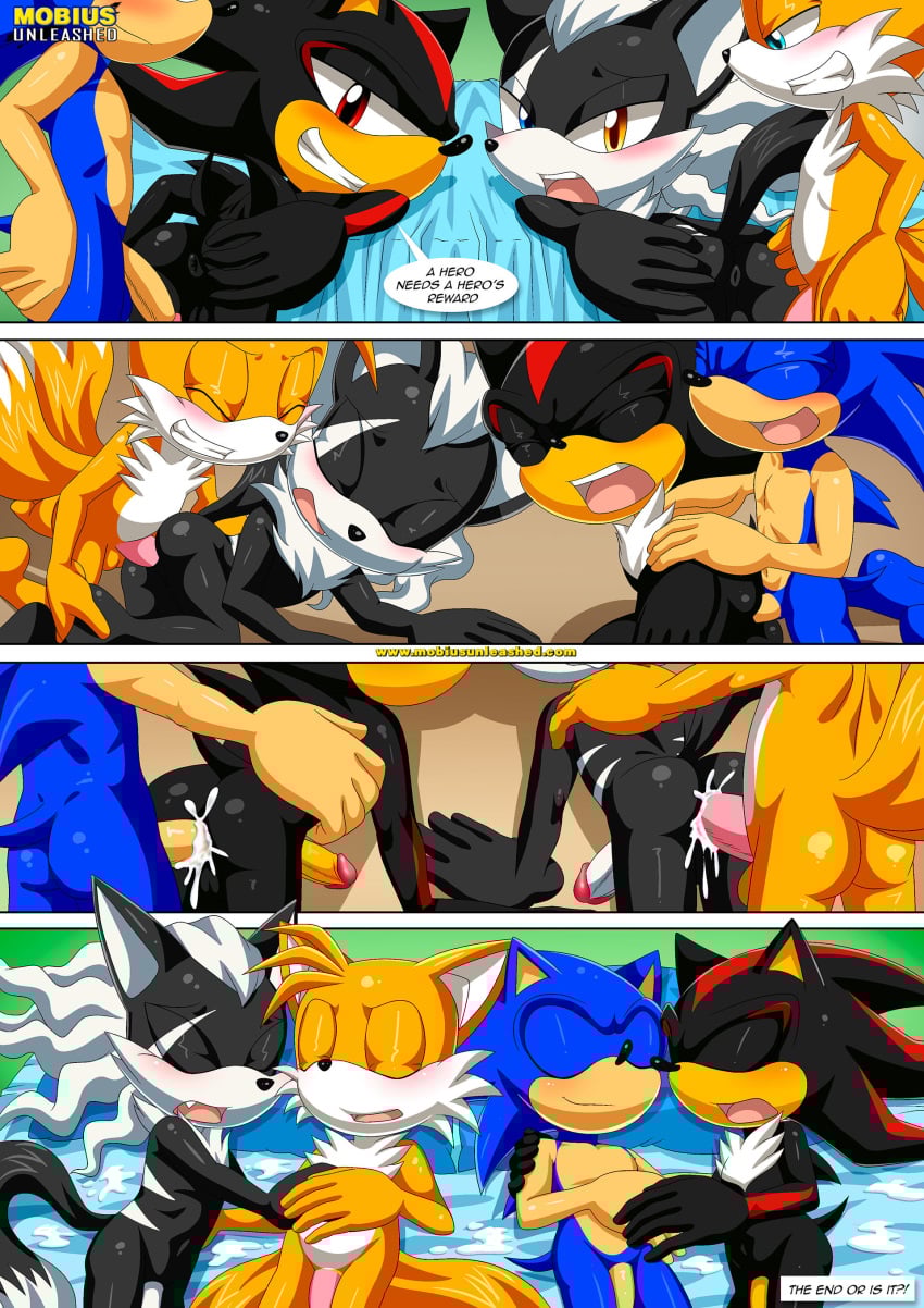 4boys after_sex anal anal_sex anthro anus ass balls bbmbbf blush comic cum cum_in_ass cum_inside gay infinite_(sonic) infinite_the_jackal male male/male male_only mobian_(species) mobius_unleashed palcomix penis rivals_my_infinite_shadow_(comic) sega sex shadow_the_hedgehog sonic_(series) sonic_the_hedgehog sonic_the_hedgehog_(series) tails_the_fox yaoi