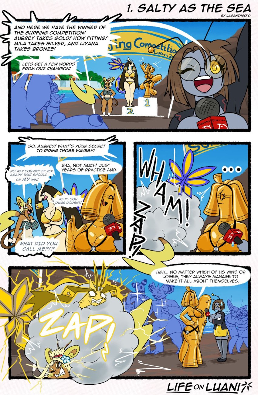 alolan_raichu anthro big_breasts bikini breasts cleavage female furry gholdengo huge_breasts humanoid laranthrod milotic pokemon pokemon_(species) raichu tagme thick_thighs