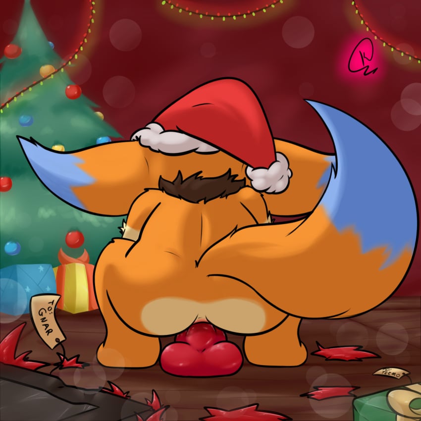 1:1 anal anal_sex christmas christmas_clothing christmas_decorations christmas_headwear christmas_present christmas_tree clothing dildo dildo_sitting fur gift gnar headgear headwear hi_res holidays kakau221 league_of_legends male male_focus male_only orange_body orange_fur penetration plant riot_games sex_toy solo tail tencent tree yordle