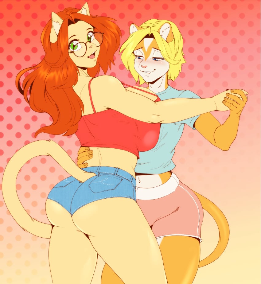 1boy 1girls femboy furry horny katrina_fowler llmixlldancing looking_at_breasts milo_(llmixll) no_sex tagme