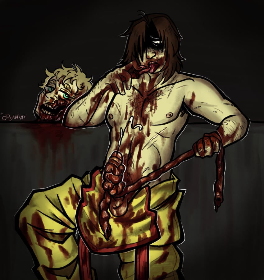 blood butcher cannibal cannibalism cumshot curly_(mouthwashing) deceased gore guro intestines jimmy_(mouthwashing) mouthwashing mouthwashing_(game) necrophilia tongue