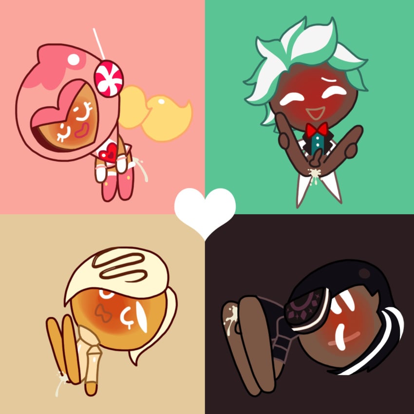 2boys 2girls cookie_run cum dark_choco_cookie lorennsfw mint_choco_cookie pink_choco_cookie white_choco_cookie