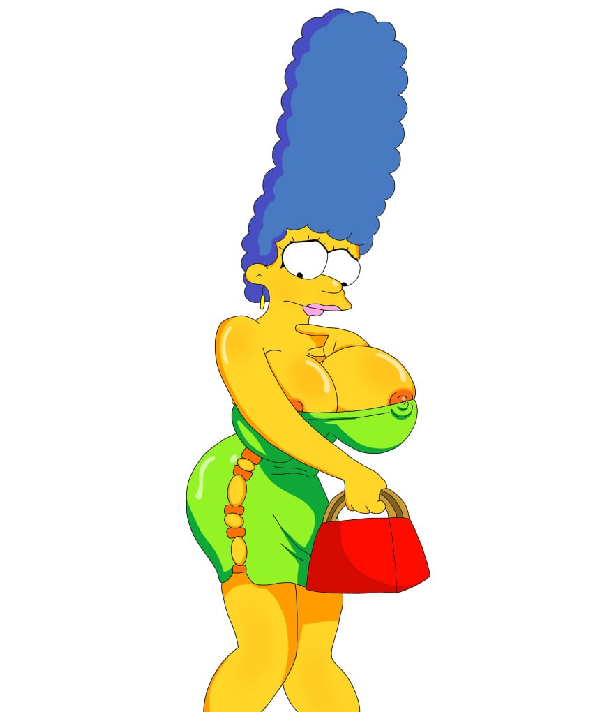 big_breasts blue_body blue_hair breasts female hair huge_breasts large_breasts marge_simpson the_simpsons