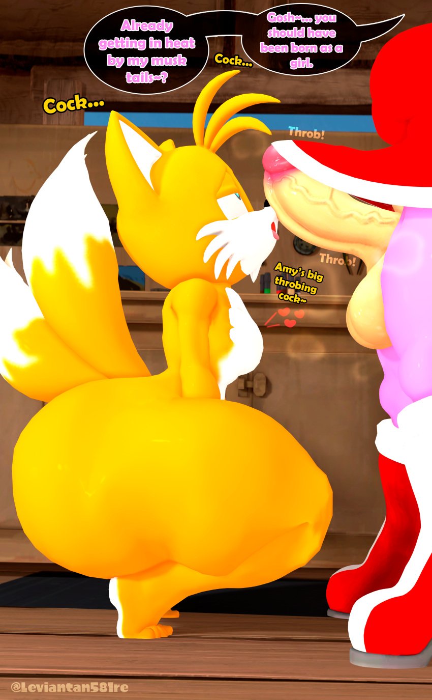 1boy 1female 1futa 1girls 3d 3d_(artwork) alternate_ass_size amy_rose anthro ass balls big_ass big_butt blue_eyes boots bottom_heavy clothed clothing dickgirl dumptruck_ass fat_ass femboy furry huge_ass leviantan581re massive_ass musk naked sega sonic_(series) source_filmmaker sweat sweaty_butt tails tails_the_fox text thick_thighs yellow_body