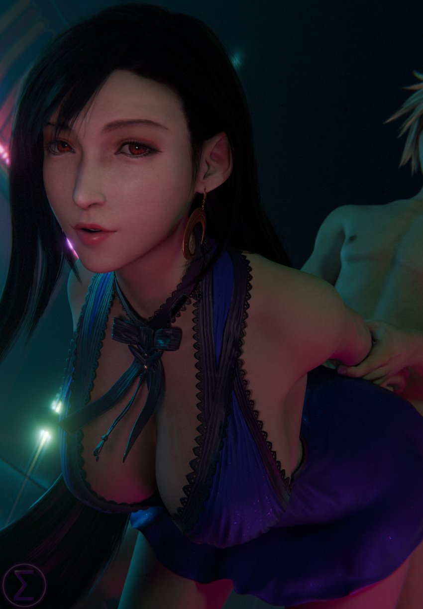 1boy 1boy1girl 1girls 3d ambiguous_penetration big_breasts black_hair blender blender_cycles cloud_strife collar dark_hair doggy_style dress earrings female female_focus female_penetrated final_fantasy final_fantasy_vii final_fantasy_vii_remake from_behind grabbing grabbing_from_behind human large_breasts light-skinned_female light-skinned_male light_skin long_hair looking_at_viewer male male/female penetration red_eyes self_upload sigmacircle tifa_lockhart watermark