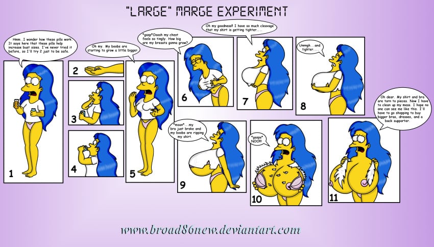 areola areolae big_breasts blue_hair breast_expansion breasts female hair huge_breasts large_breasts marge_simpson nipples the_simpsons