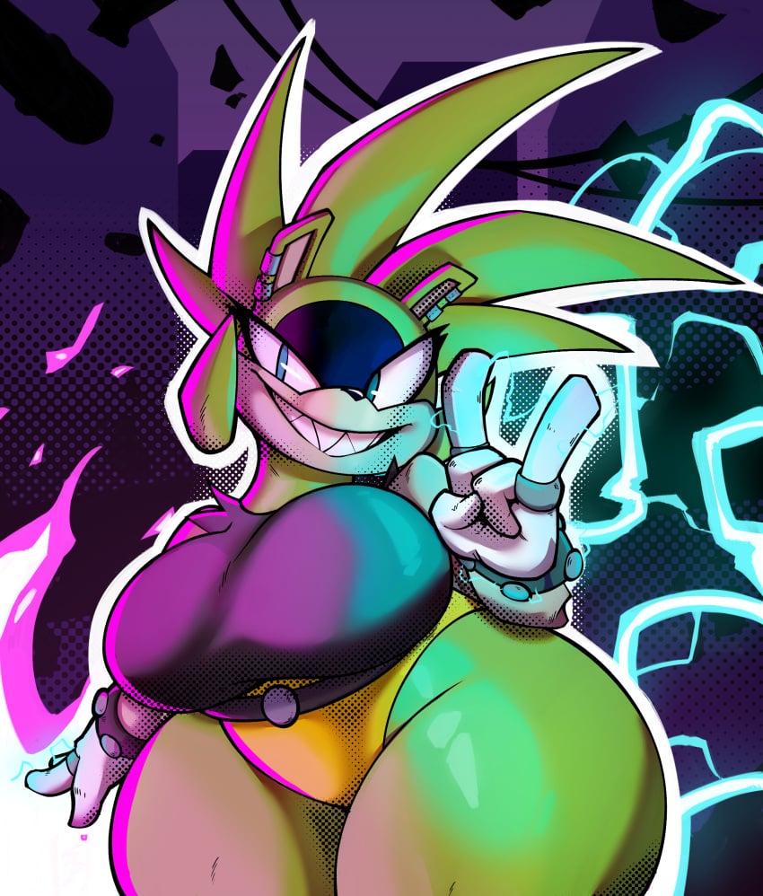 1girls afrosoricid anthro big_breasts breasts busty clothing electricity female female_only huge_breasts idw_publishing large_breasts lightning looking_at_viewer plaga plump png smile solo sonic_(series) sonic_the_hedgehog_(idw) sonic_the_hedgehog_(series) surge_the_tenrec tenrec thick_thighs thunder_thighs venus_body wide_hips