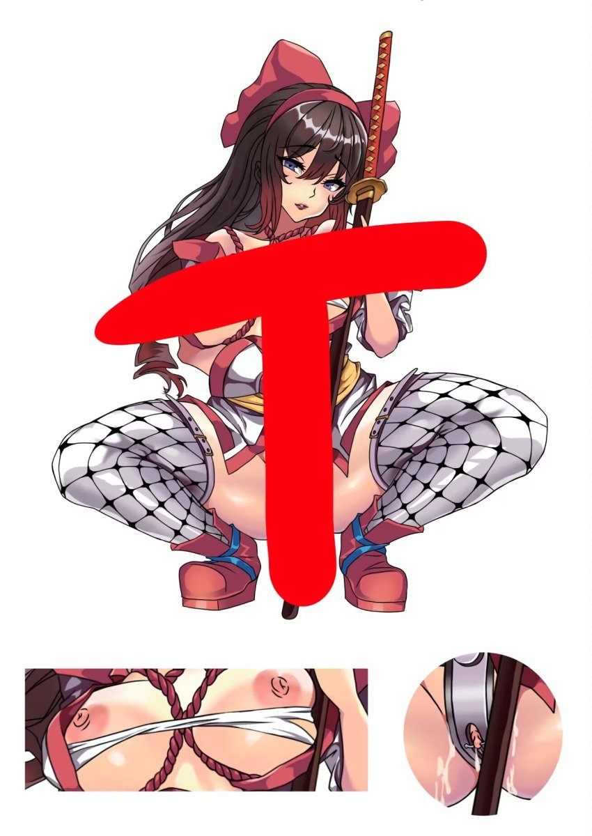 1girls ainu_clothes arena_of_valor big_breasts black_hair blue_eyes blush bondage bound breasts brown_lips busty censored chastity_belt clitoris_piercing close-up female female_chastity female_only gloves hair_ribbon half-closed_eyes highres horny horny_female in_heat king_of_fighters large_breasts legs long_hair looking_at_viewer nakoruru nipples nsvp open_clothes parted_lips piercing pointless_censoring pose posing pussy pussy_juice pussy_peek pussy_piercing ribbon samurai_shodown seductive seductive_look seductive_smile sensual simple_background smile snk solo spread_legs squatting sword thick_thighs thighs voluptuous weapon white_background