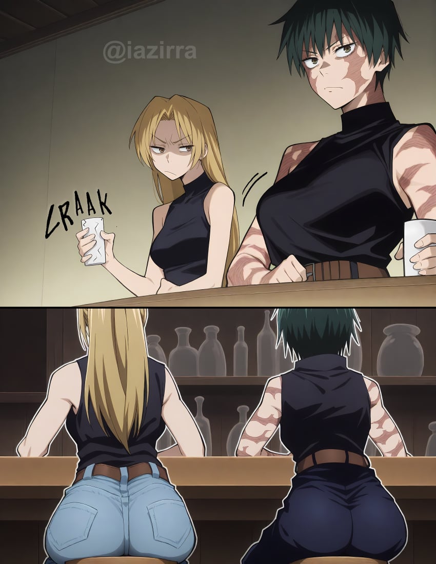 ass ass_focus bar iazirra jujutsu_kaisen women yuki_tsukumo zenin_maki