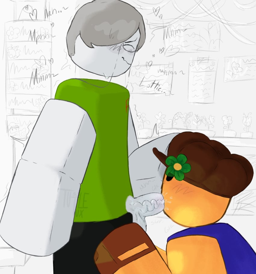 2boys age_difference block_tales blocky_body blowjob blush color drool flowers gay glasses hat heart male/male male_only mayor_thaniyel_(block_tales) older_male original_character penis roblox roblox_game robloxian saliva self_upload shaded sketch sloppy_blowjob sucking_penis sweatdrop tagme trembling tussletux yaoi