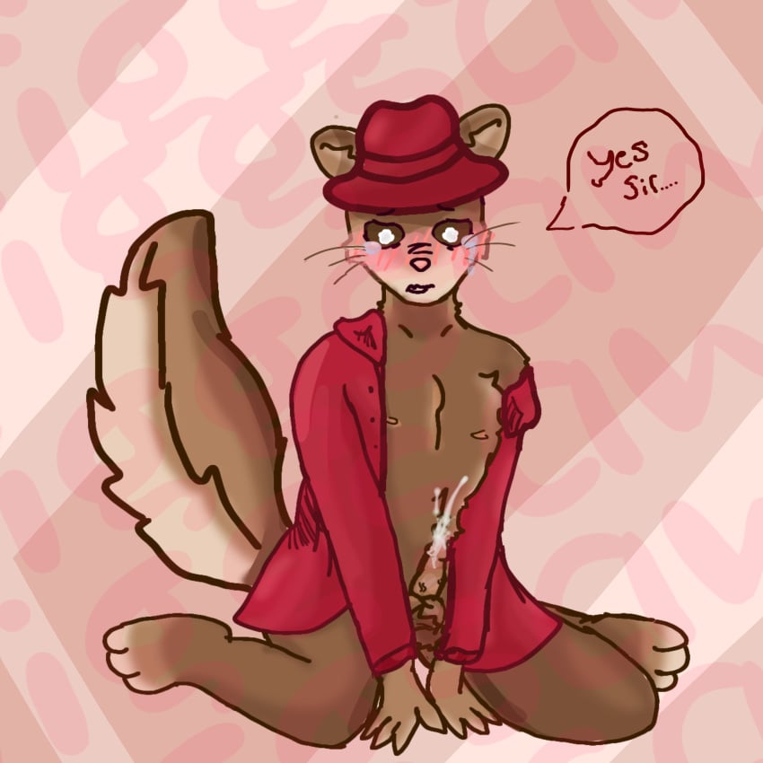 clothed coconut_white cum cum_on_body cum_on_penis cute flying_squirrel furry furry_male furry_only gay obedience obedient oc original original_character precum submissive_male