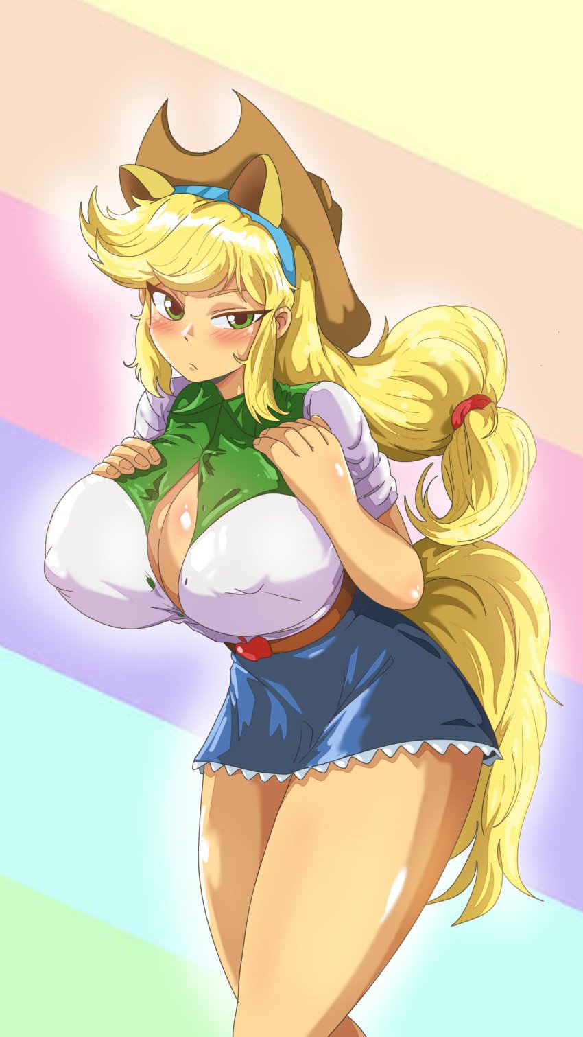 1girls 2d applejack_(mlp) big_breasts clothing curvy_female friendship_is_magic high_resolution josetomedasco my_little_pony oppai solo_female tagme