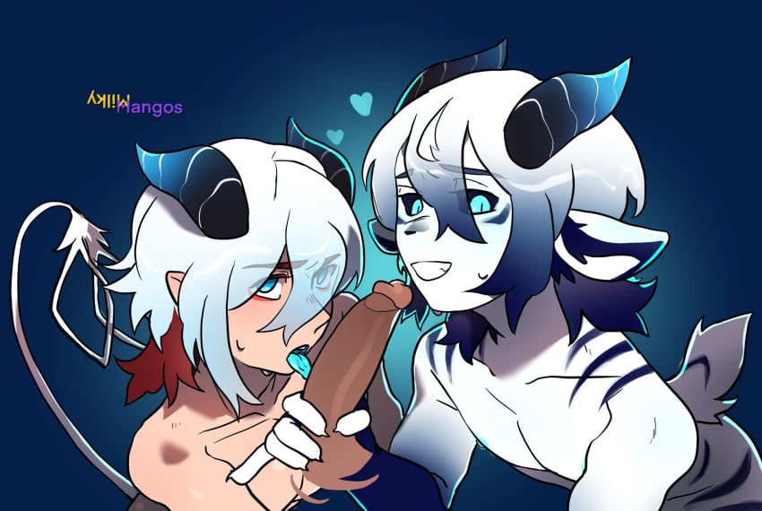 2025 2d 2d_(artwork) 2femboys 3boys anthro blue_eyes caelum(vtuber) dick femboy femboy_focus furry-lum gay handjob high_resolution highres indie_virtual_youtuber licking licking_penis male male_only milkymangoss oral tongue tongue_out twink virtual_youtuber yaoi