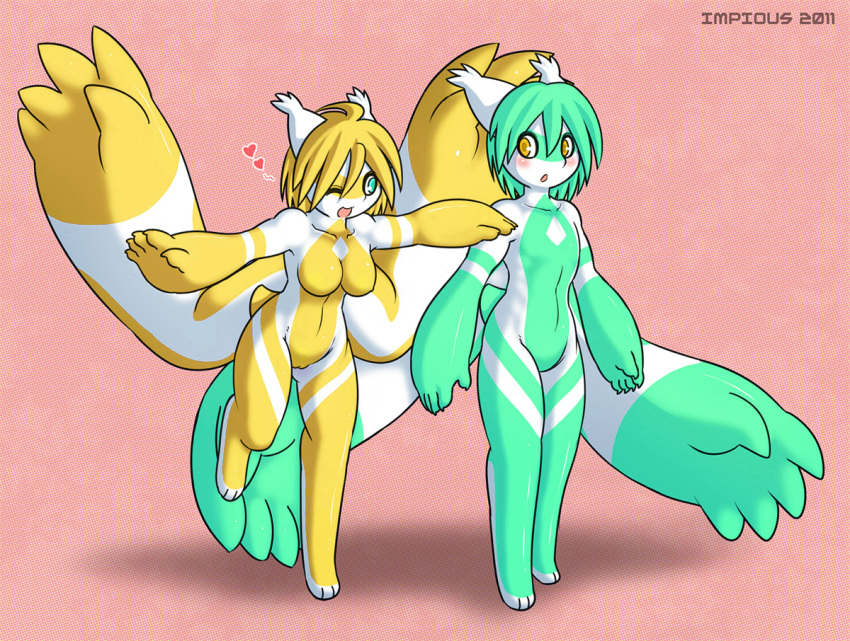 2011 amber_eyes blue_eyes blush breasts eye_contact eyes female green_hair hair heart impious latias latios looking_at_another male mouth nude one_closed_eye open_mouth paws pokemon pokemon_(species) pokemorph pussy shiny_pokemon simple_background tail wings yellow_hair