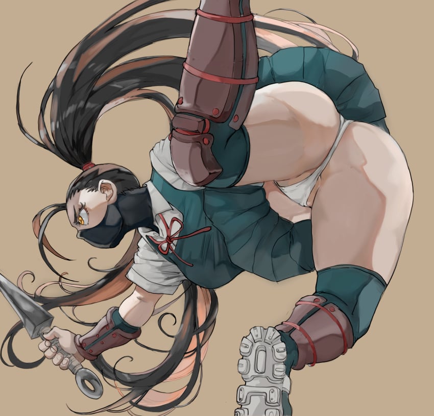 1girls capcom female hajime_(kuninotokotatinokami) ibuki_(street_fighter) in_air panties short_skirt