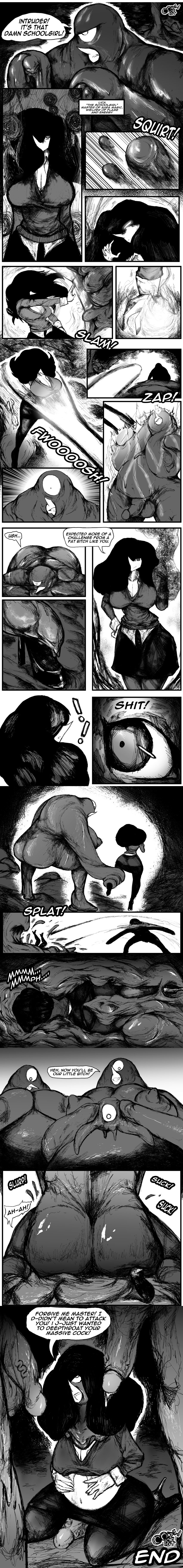 ass balls big_ass big_balls big_breasts big_penis black_and_white bodily_fluids breasts captured captured_heroine clothed comic corruption covered_in_goo covered_in_slime cum defeated defeated_heroine futanari goop head_parasite huge_balls huge_cock huge_penis infected infection large_ass large_breasts leeper_parasite_(oozed) legwear lica_(oozed) monster onomatopoeia oozed open_shirt pantyhose parasite penis pointy_nose ripped_clothing skirt slime slime_monster slime_on_body speech_bubble text text_box transformation uniform