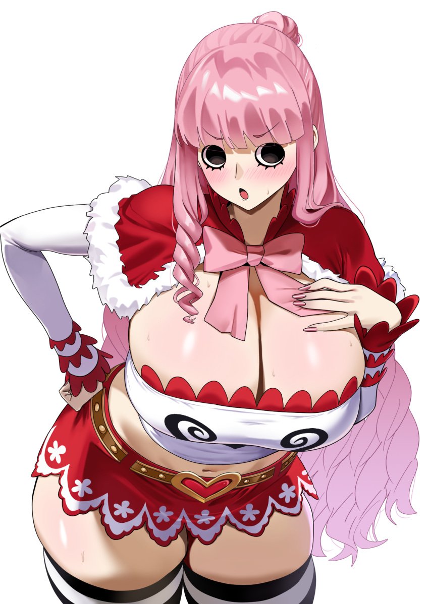 huge_breasts long_hair neige_(pixiv6850453) one_piece perona pink_hair skindentation thick_thighs very_long_hair wide_hips