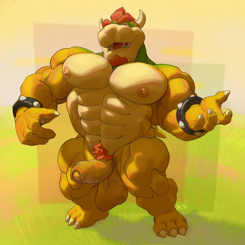 1boy abs anthro balls bodybuilder boner bowser cock erection foreskin furry furry_male furry_only genitals hyper_testicles koopa large_testicles male male_nipples male_only mario_(series) muscles muscular muscular_arms muscular_male muscular_thighs nintendo nipples nude pecs penis reptile ripped-saurian scalie solo solo_male super_mario_bros. testicles