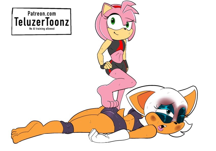 2girls amy_rose bat bat_ears bat_humanoid bat_wings defeat defeated duo duo_female duo_focus face_down faint fainted hedgehog hedgehog_girl hedgehog_humanoid humanoid knocked_out lying lying_down lying_on_stomach on_front on_stomach pink_body pink_fur pink_hair pink_hair_female pink_skin prone prone_position rouge_the_bat ryona sega short_hair short_hair_female sonic_(series) sonic_(series) sonic_the_hedgehog_(series) standing_on_one_leg standing_on_person stepped_on stepped_on_back tagme teluzer unconscious victory victory_pose victory_position winner