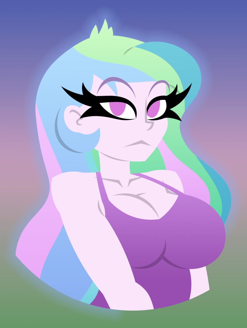 egor418 my_little_pony equestria_girls principal_celestia 1girls female female_only solo clothing clothed fully_clothed clothed_female fully_clothed_female t-shirt tshirt shirt breasts big_breasts breasts_focus upper_body upper_body_focus upper upper_body_only light_skin light-skinned_female pink_body pink_skin pink-skinned_female pink_hair pink_hair_female pink-haired_female green_hair green_hair_female green-haired_female blue_hair blue_hair_female blue-haired_female multicolored_hair mascara eyebrows purple_eyebrows 2d 2d_(artwork) 2d_artwork digital_media_(artwork) textless textless_version alternate_version 2026