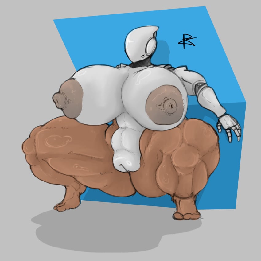 absurd_res android big_breasts big_butt breasts brown_body butt curvy_figure female haydee haydee_(game) hi_res huge_breasts huge_butt humanoid machine mechanical_arms mechanical_legs multicolored_body muscular_fat muscular_legs nipples puffy_nipples rear_view robot signature slightly_chubby solo standing thick_thighs three-quarter_view two_tone_body visor voluptuous white_body wide_hips yaginoko