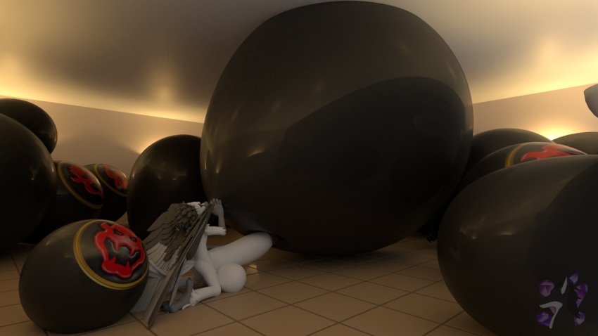 2019 3d anthro avian balloon balls big_balls huge_balls humanoid_penis hyper hyper_balls hyper_penis inflation male male_only penis solo ultrayanto vladislav_(angelfluff) wings