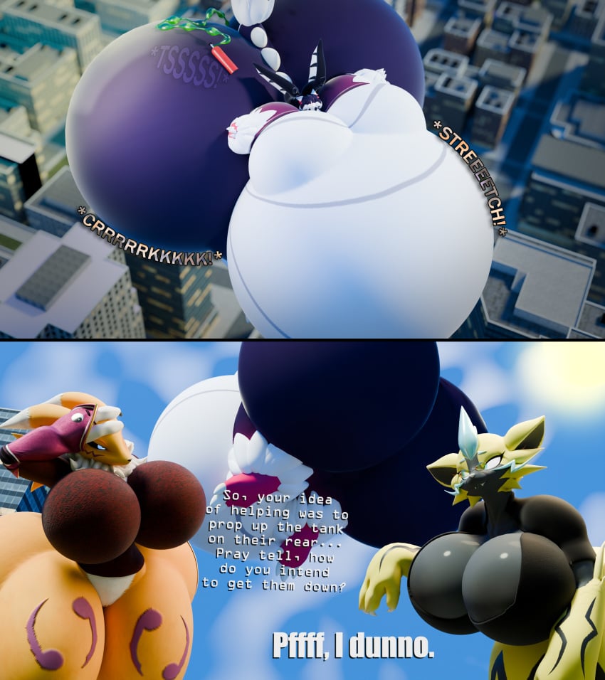 ayax_(ayaxstudio) big_ass big_breasts breasts bubble_butt cleavage digimon digimon_(species) female furry huge_ass huge_breasts inflation notsobretheren pokemon pokemon_(species) renamon thick_thighs wide_hips zeraora