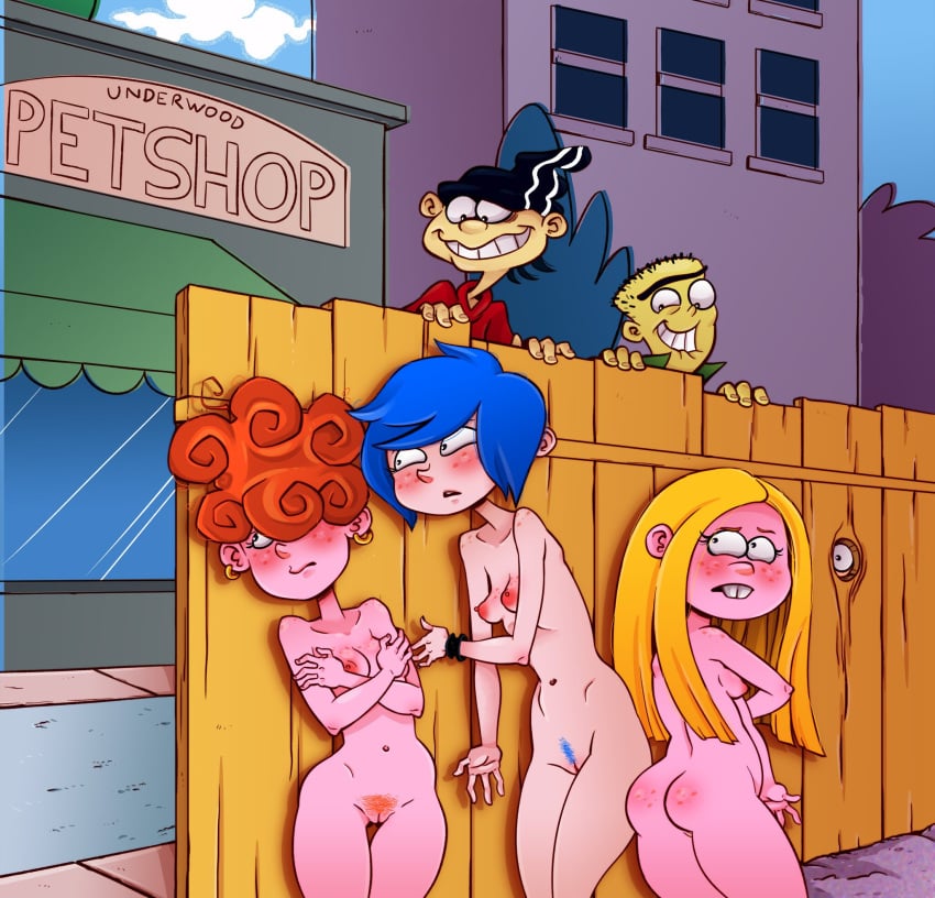 birthday_suit blonde_female blonde_hair blue_hair blue_pubic_hair blush breasts buckteeth carpet_matching_drapes cartoon_network cmnf collarbone completely_naked completely_nude_female covering ed_(ed_edd_n_eddy) ed_edd_n_eddy edd_(ed_edd_n_eddy) eddy_(ed_edd_n_eddy) embarrassed_nude_female enf enf-lover female freckles ginger hole_in_fence kanker_sisters lee_kanker looking_over_fence marie_kanker may_kanker nipples outdoor_nudity pale-skinned_female peaking pointy_breasts pointy_nipples red_hair red_pubic_hair sisters sneaking thigh_gap trying_to_hide vagina