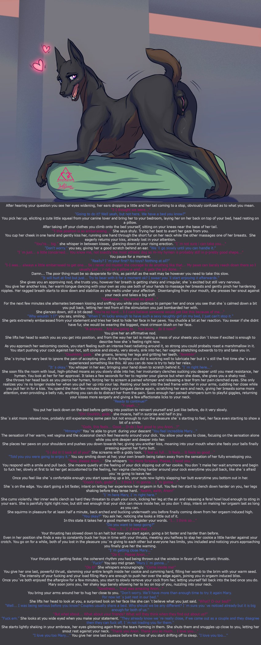 animal_genitalia animal_pussy anus ass bodily_fluids breasts busty_feral canine_genitalia canine_pussy caption claws delta.dynamics digitigrade dobermann female feral genital_fluids genitals heart_symbol plump_labia presenting presenting_hindquarters pussy pussy_juice_string small_breasts smile solo story talking_feral vaginal_fluids wall_of_text