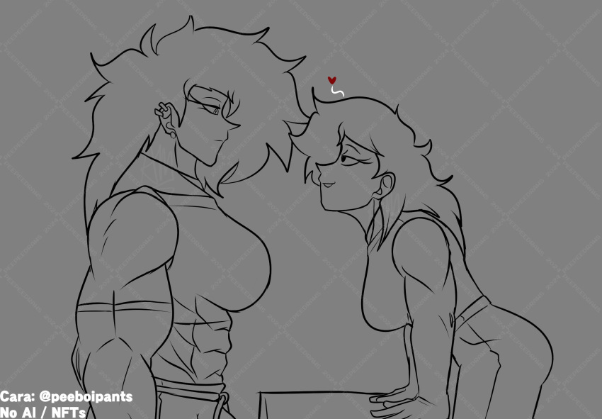 1futa 1girls height_difference monica_clark monochrome oc original original_character original_characters rebecca_destiny tagme thespicyname