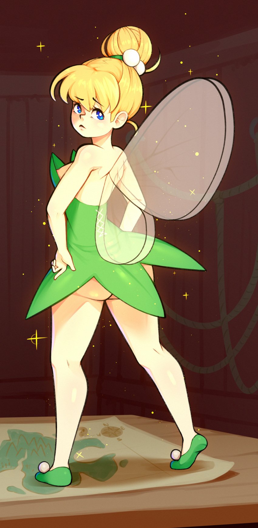 ass blonde_hair dat_ass disney disney_fairies endless_inferno fairy nipples no_bra no_panties peter_pan_(disney) tagme tinker_bell