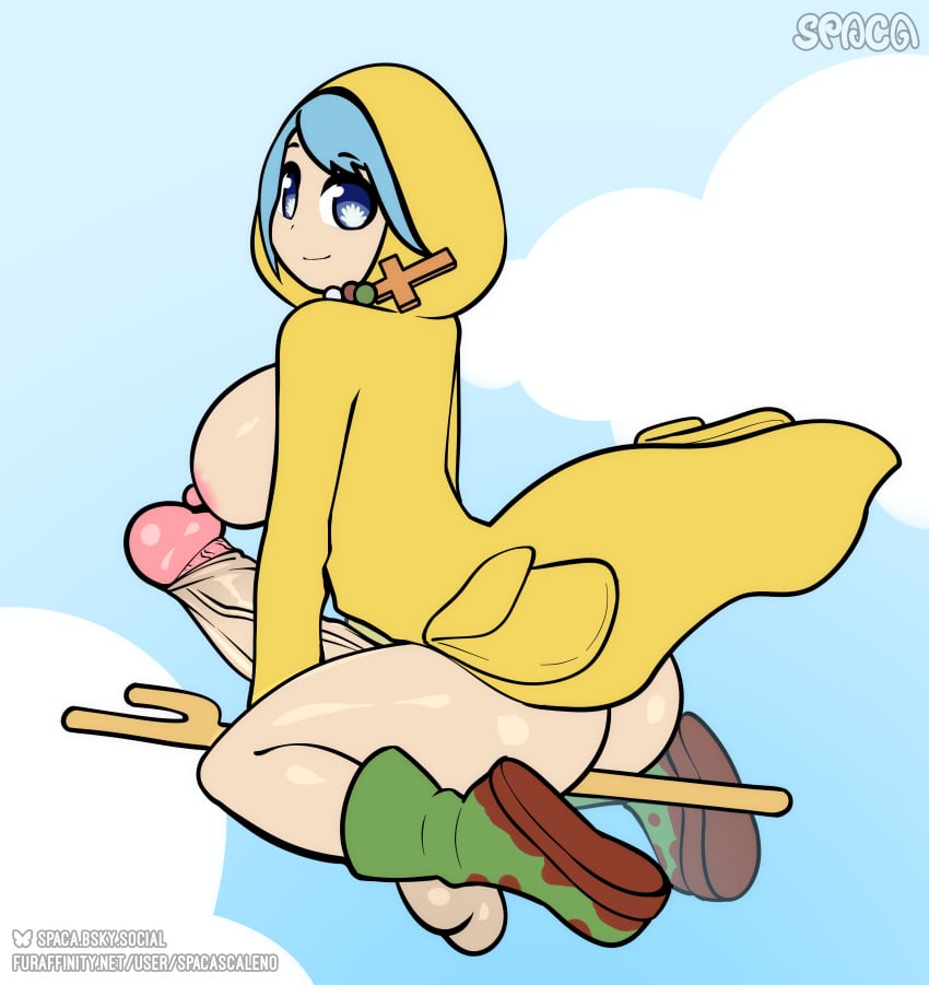 1futa 2024 absurd_res alternate_breast_size alternate_version_available big_breasts big_penis blue_eyes blue_hair boots bottomless breasts_out clothed clothing coat coat_only collar cross_necklace eyebrows_visible_through_hair fanart flying footwear futa_focus futa_only futanari green_boots highres holy_year_2025 huge_cock human hyper_penis intersex large_breasts large_penis light-skinned_futanari light_skin luce_(vatican) necklace neckwear outerwear pale_skin penis_out raincoat rosary side_view sideboob simple_background smile spaca thick_thighs topless veiny_penis