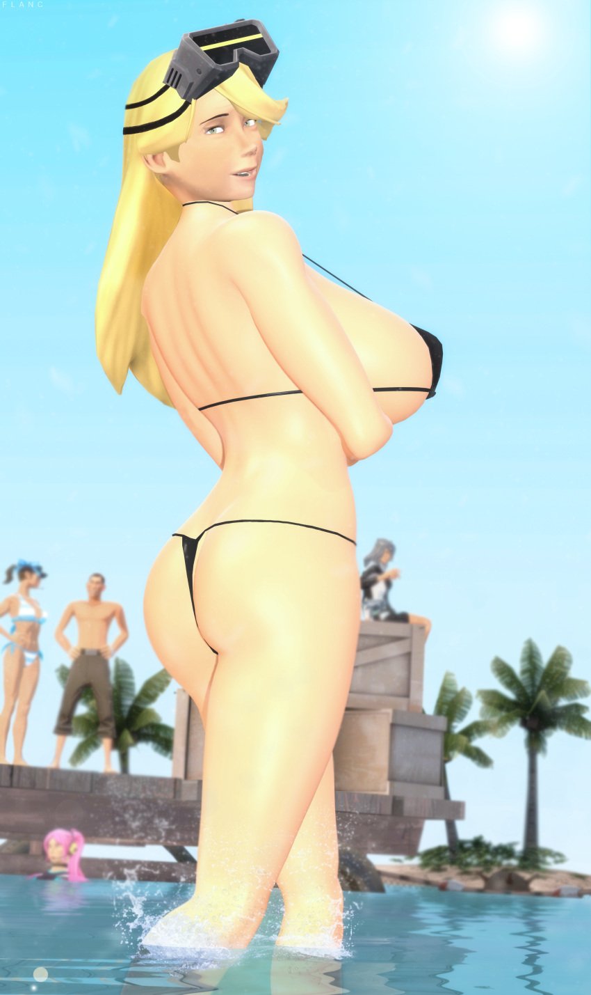 bikini blonde_hair ellie_(flancsteam) female fempyro garry's_mod garry's_mod swimsuit team_fortress_2 tf2 yellow_eyes yellow_hair