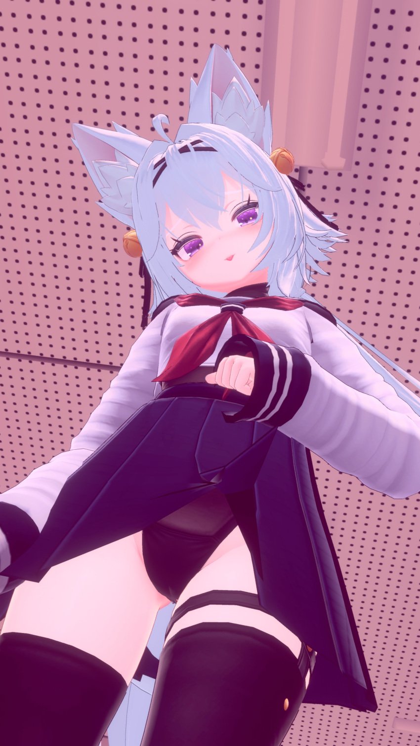 3d cameltoe filian filian_(vtuber) filiannevr lifting_skirt panties pantyshot school_uniform skirt skirt_lift tagme upskirt virtual_youtuber vrchat vtuber white_hair