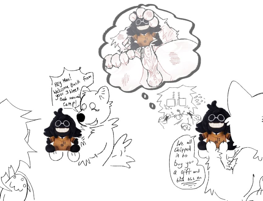 anthro bive_(regretevator) dick foreshadowing glasses imagination imagining oc pierced_genitals piercing plushie plushophilia regretevator