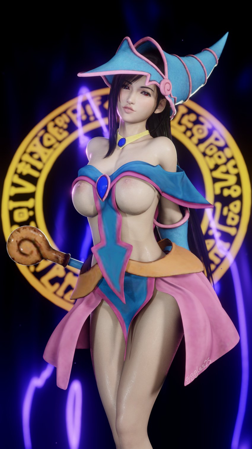 1female 1girls 3d 3d_(artwork) big_breasts black_magician_girl black_magician_girl_(cosplay) blender_(software) blender_eevee cosplay cosplaying_as_character costume dark_magician_girl dark_magician_girl_(cosplay) dress female final_fantasy final_fantasy_vii final_fantasy_vii_remake fit fit_female giggles25 hat huge_breasts large_breasts light-skinned_female light_skin long_hair magic magic_wand magical_girl magician pose posing posing_for_picture posing_for_the_viewer red_eyes self_upload thick_thighs tifa_lockhart voluptuous voluptuous_female yu-gi-oh!