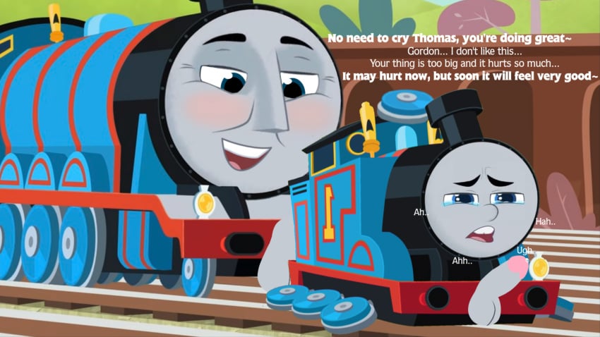 2boys accurate_art_style age_difference aged_down anal_sex bigger_penetrating_smaller blushing boy_rape bumrape crying crying_with_eyes_open dialogue dubious_consent edit edited edited_screencap erect_penis erection explicitly_stated_nonconsent gordon_the_big_engine holding holding_ass locomotive mattel mentor moaning moaning_in_pain nonconsensual old_man older_male older_man_and_younger_boy older_penetrating_younger pain panting praise precum rape tears text thomas_and_friends thomas_and_friends_all_engines_go thomas_the_tank_engine train young young_boy younger_male