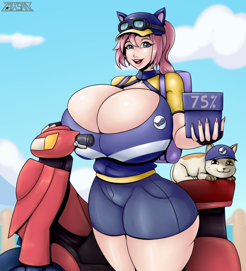 delivery_girl hyper_breasts mascot romman08 steam steam_delivery_girl